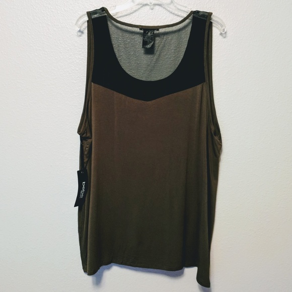 Bebe Green w/Black Mesh Sport Tank 3X - Picture 5 of 8